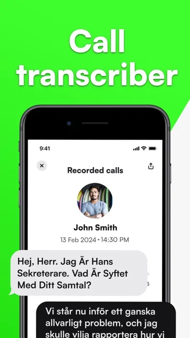 Tangkapan layar Call Recorder, Transcriber