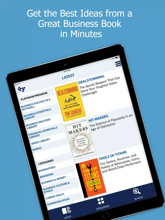 Ảnh chụp màn hình của The Business Source iPad 