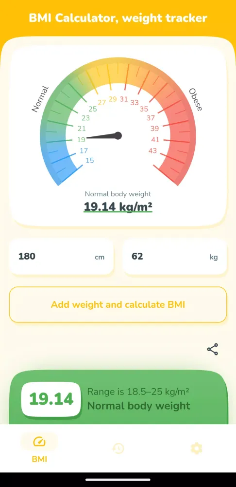 BMI Calculator, weight tracker Screenshots
