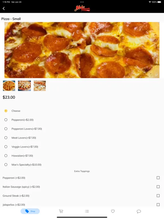 Moe's Pizza iPad  Ekran Görüntüleri