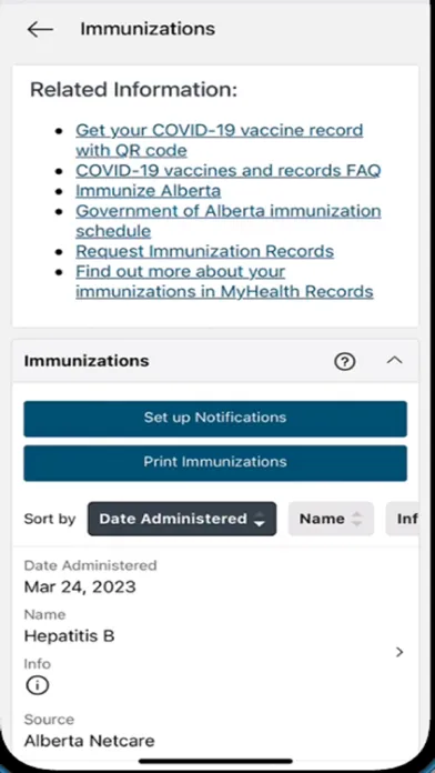 Capturas de tela do MyHealth Records