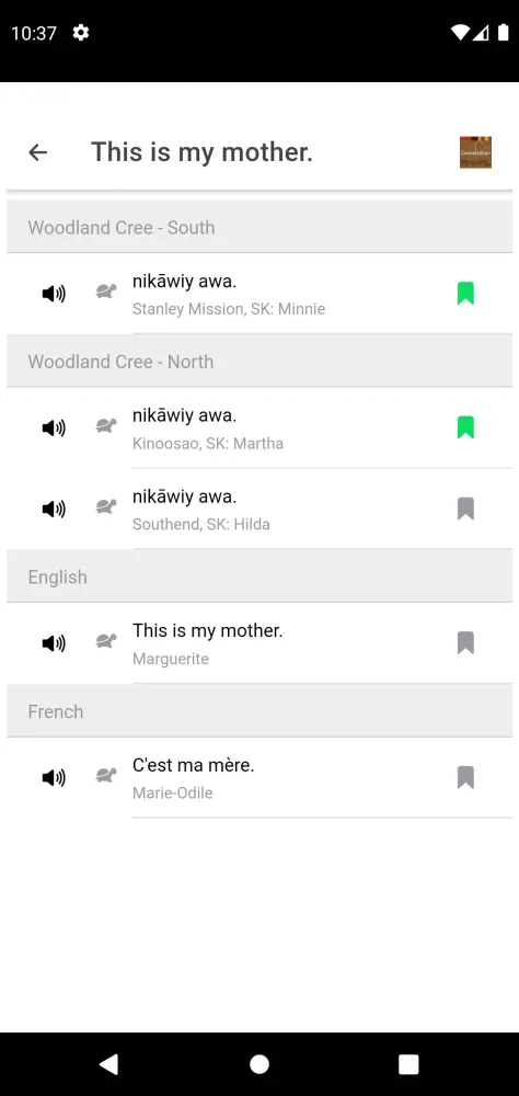 Woods Cree Conversation Screenshots