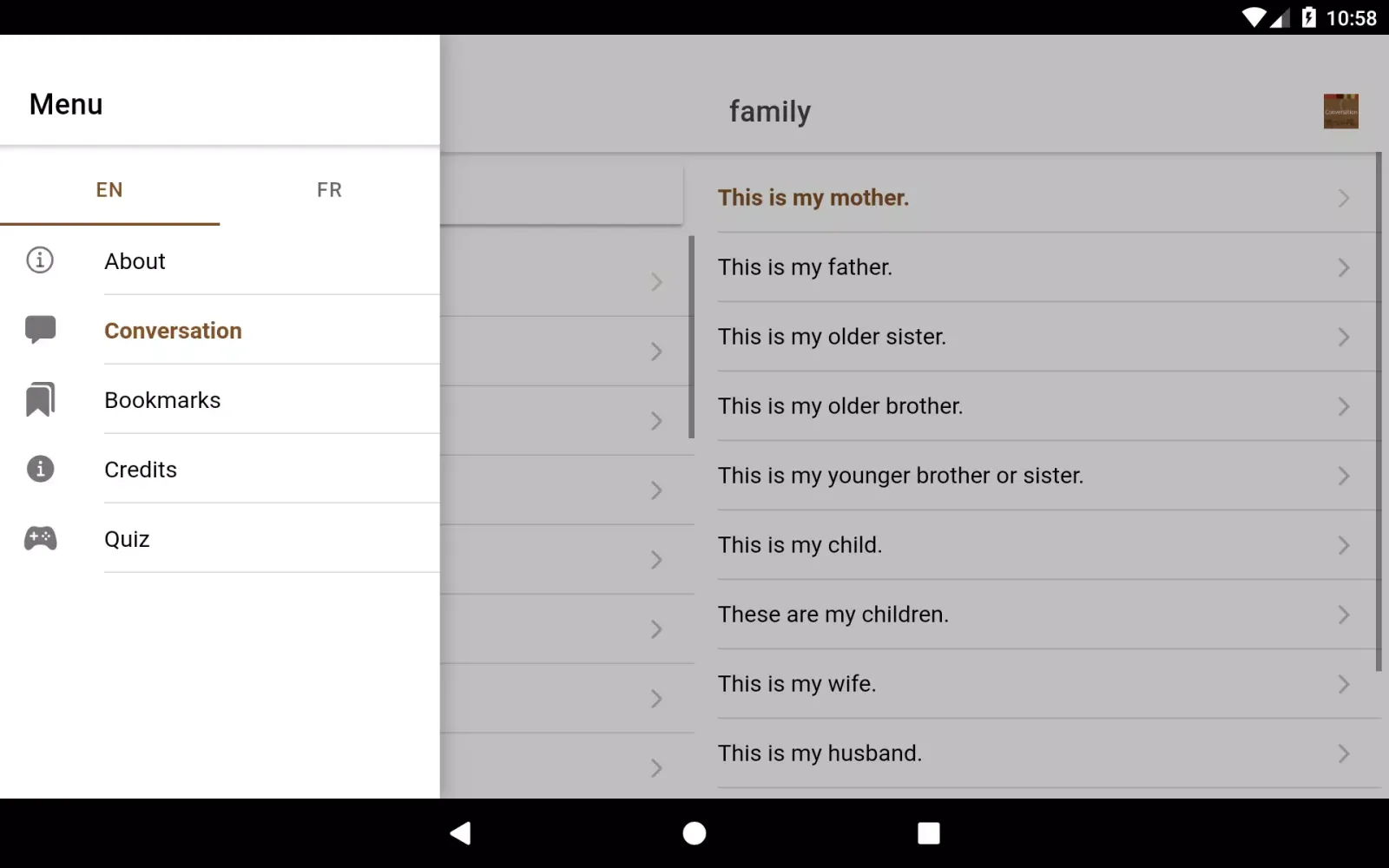 Woods Cree Conversation Screenshots
