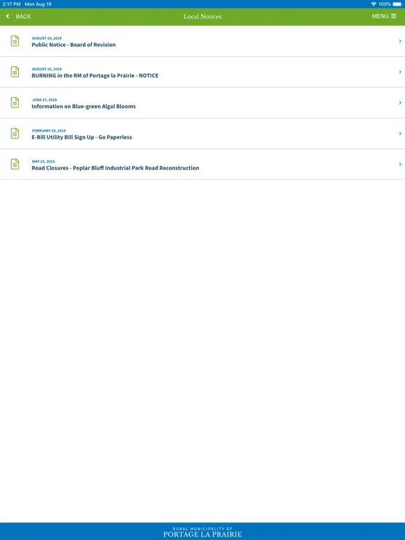 RM of Portage la Prairie iPad 應用截圖