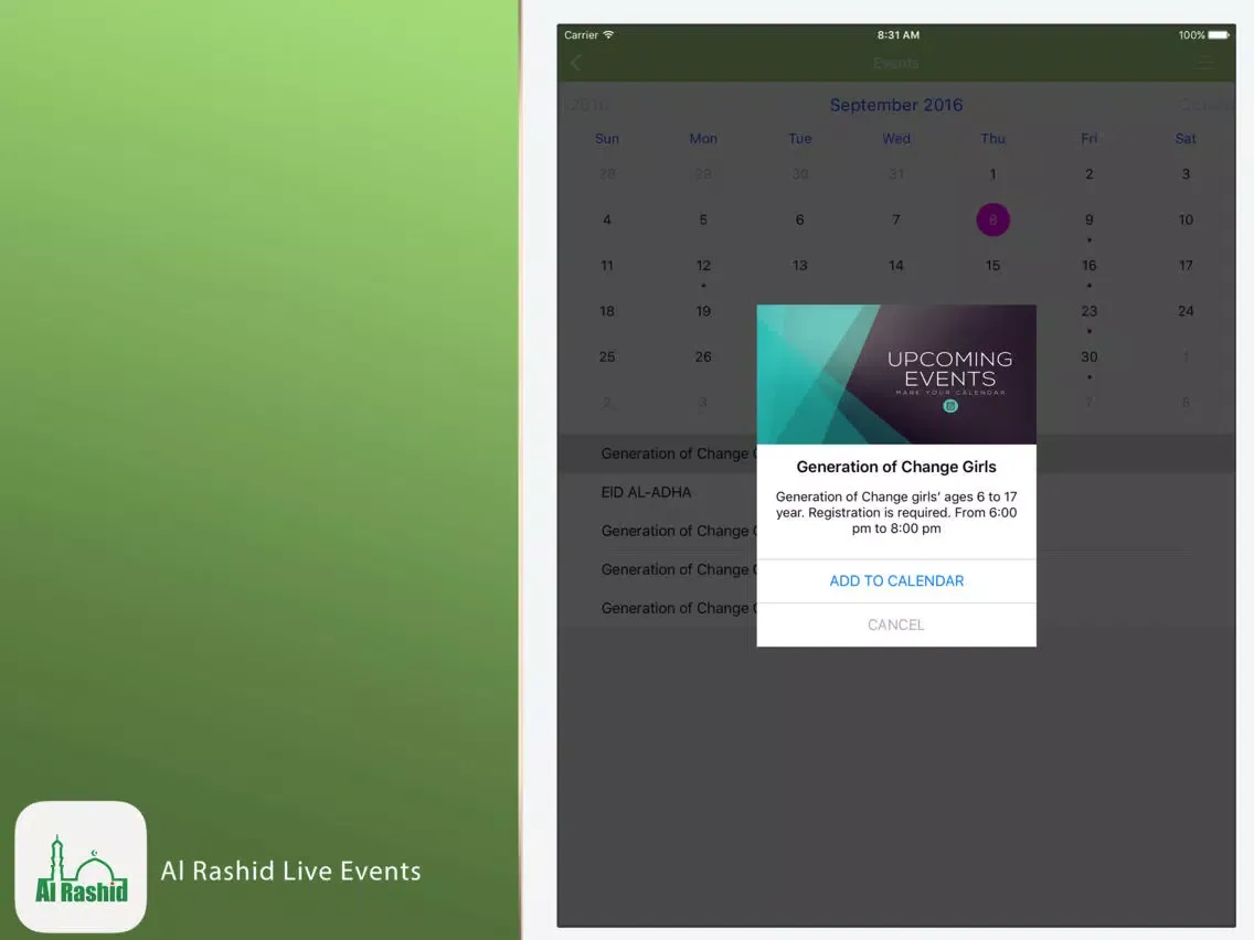 Capturas de tela do Al Rashid Mosque: Prayer times in Edmonton Canada iPad 