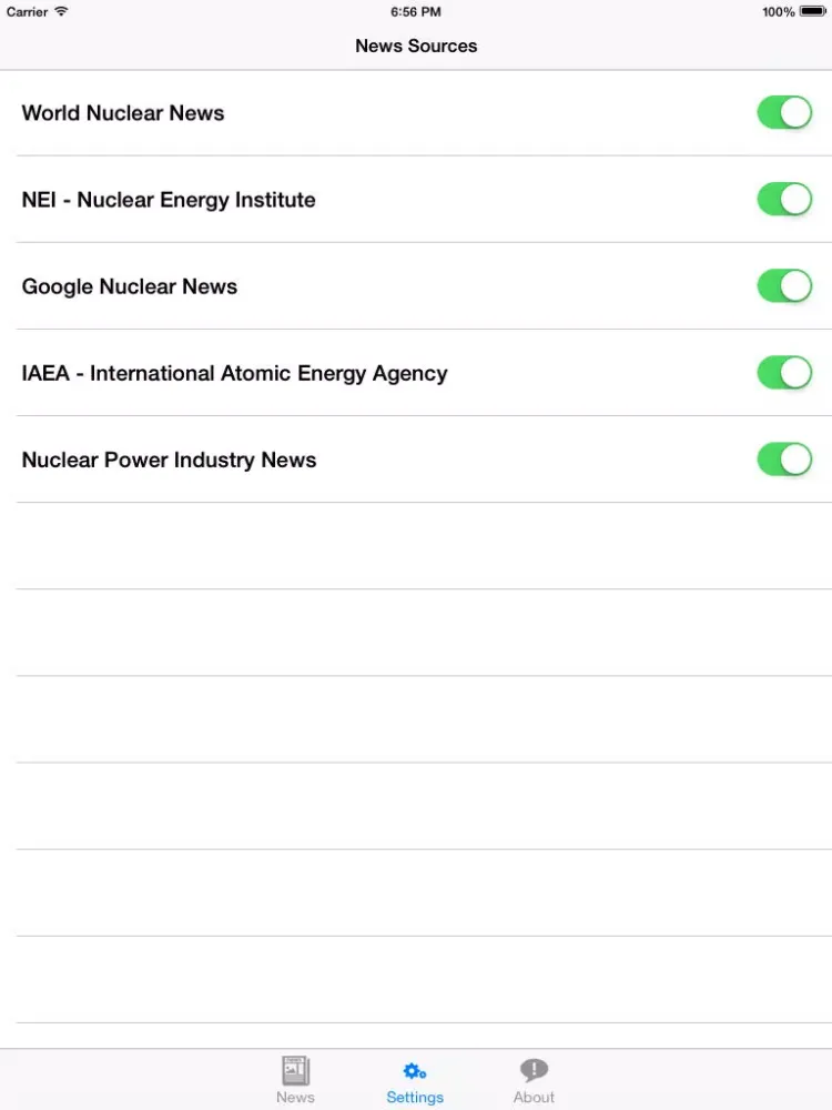 Tangkapan layar Nuclear News iPad 