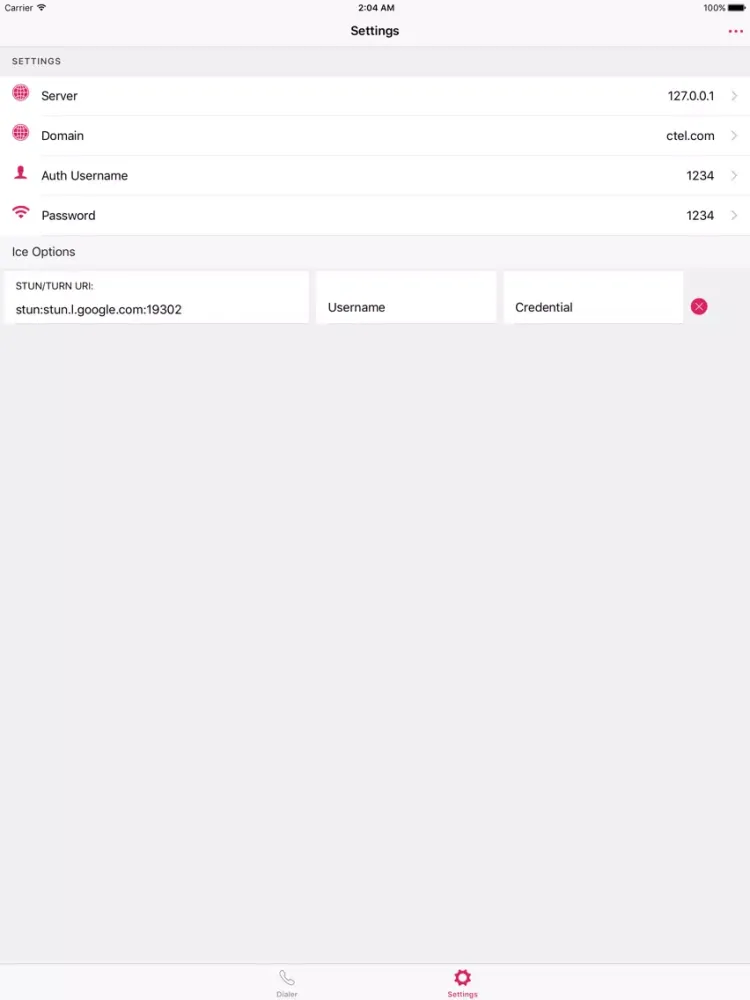Drachtio WebRTC Ref Client iPad  Screenshots