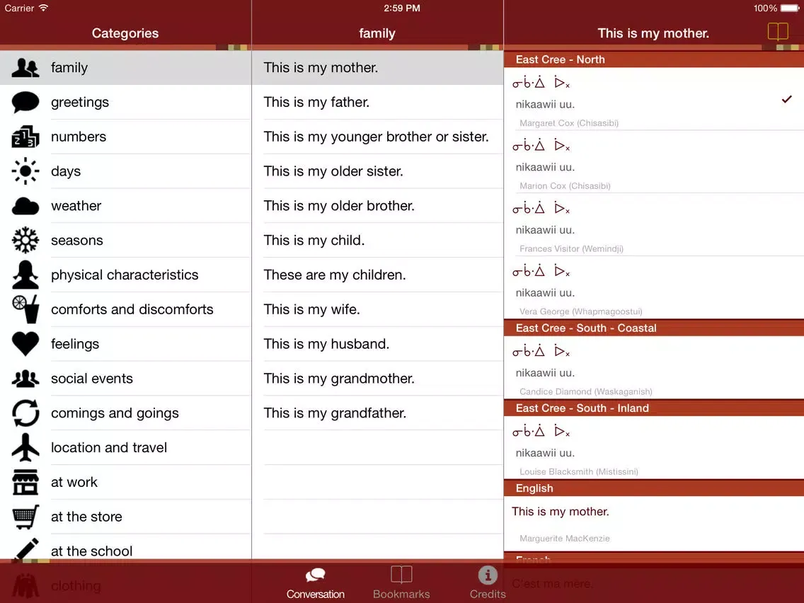 East Cree Conversation iPad  스크린샷