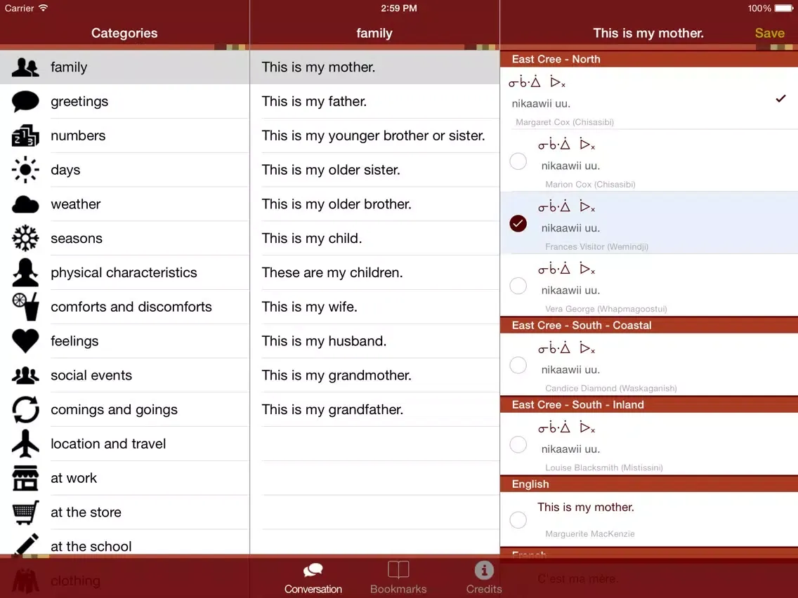 East Cree Conversation iPad  스크린샷