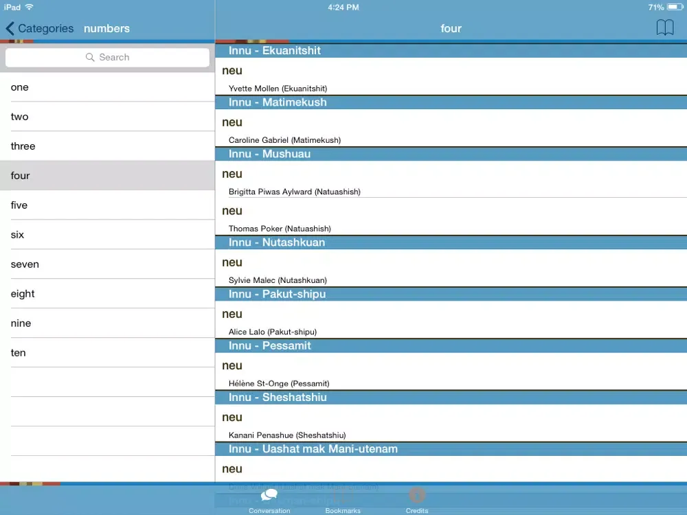Innu Conversation iPad 应用截图
