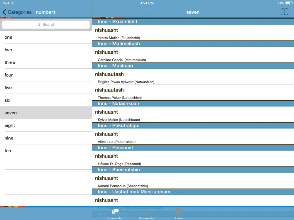 Capturas de pantalla de Innu Conversation iPad 