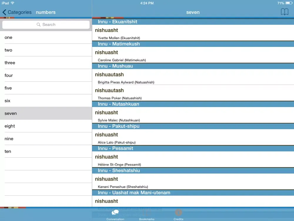 Innu Conversation iPad 应用截图