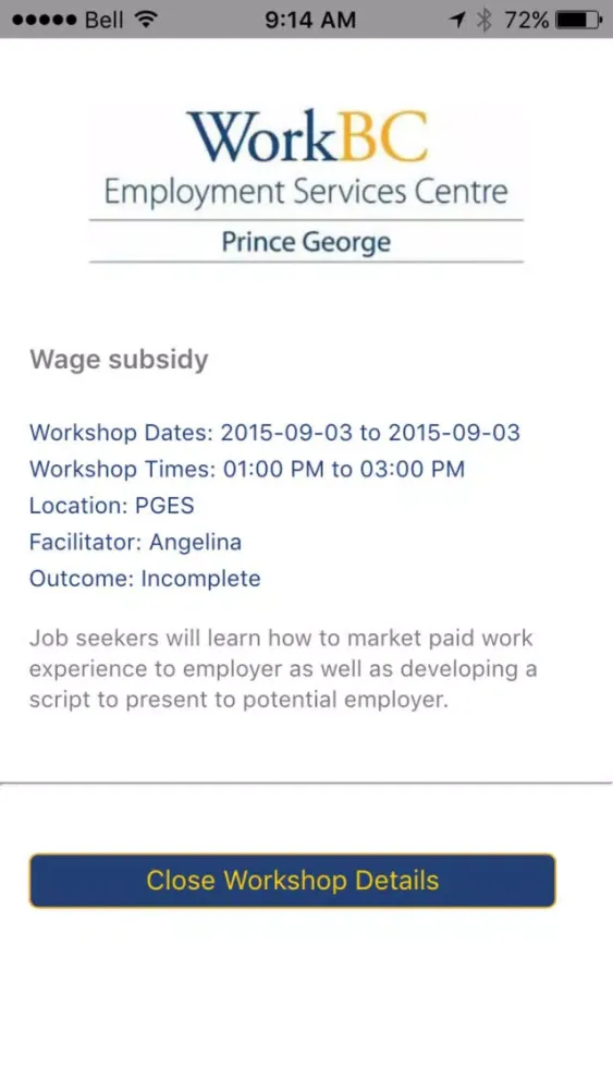 WorkBC PG سکرین شاٹس