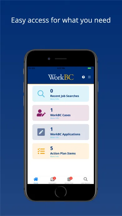 Capturas de pantalla de WorkBC