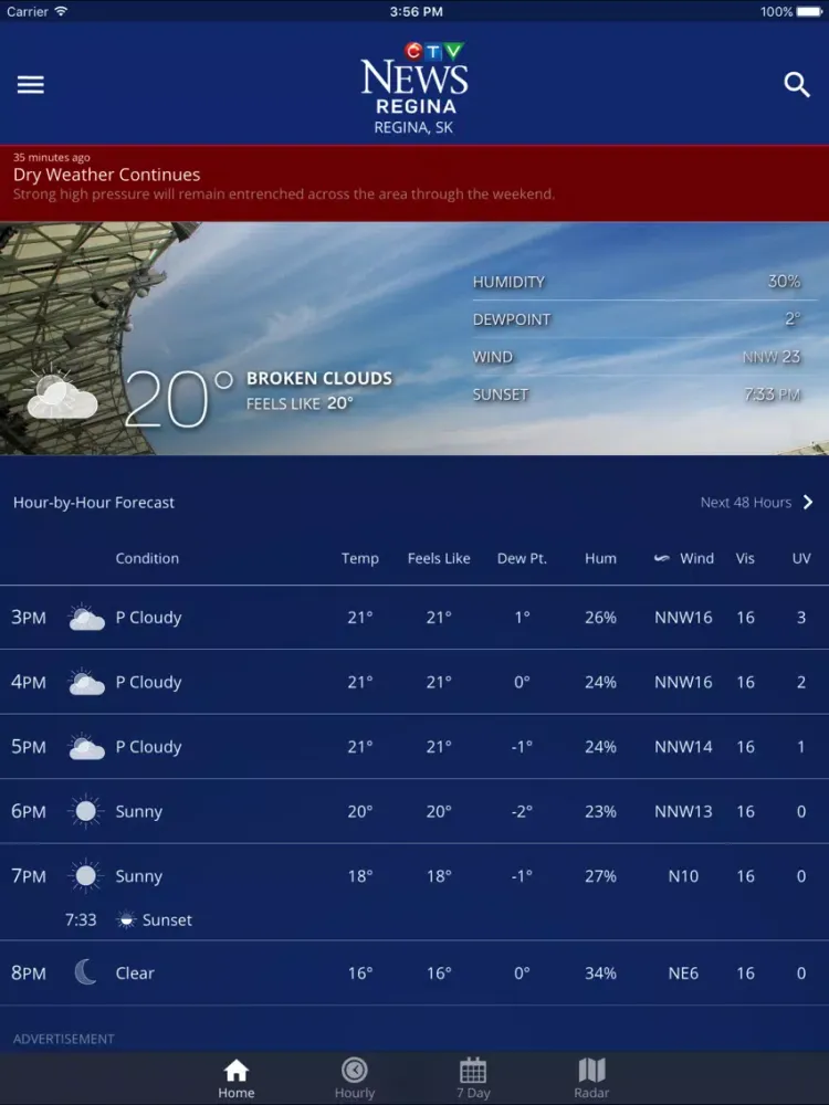 Zrzuty ekranu CTV News Regina Weather iPad 