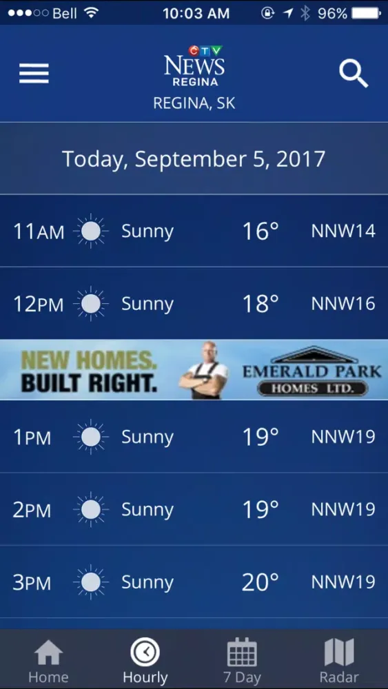 Zrzuty ekranu CTV News Regina Weather