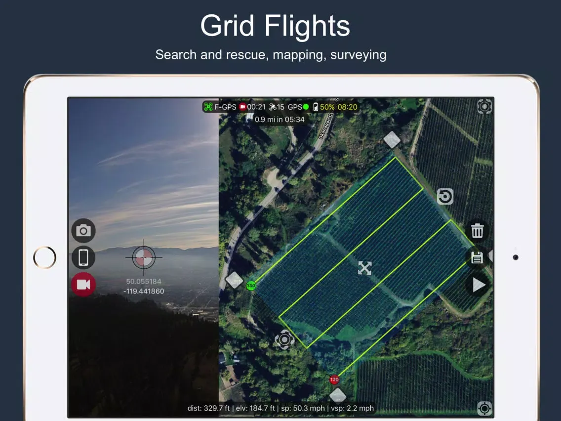 Ảnh chụp màn hình của Flight Plan For DJI P2 Vision+ iPad 
