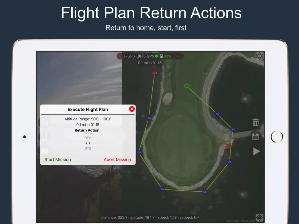Ảnh chụp màn hình của Flight Plan For DJI P2 Vision+ iPad 