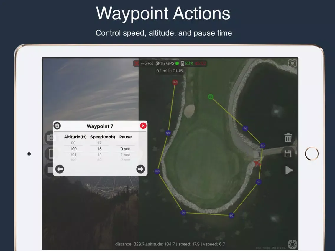 Ảnh chụp màn hình của Flight Plan For DJI P2 Vision+ iPad 