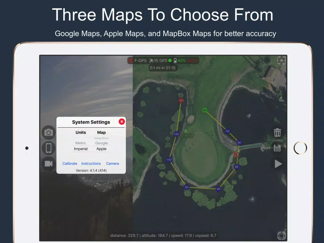 Ảnh chụp màn hình của Flight Plan For DJI P2 Vision+ iPad 