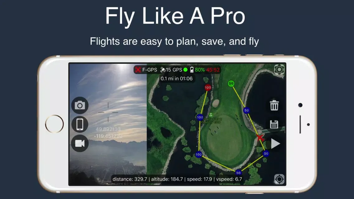 Ảnh chụp màn hình của Flight Plan For DJI P2 Vision+