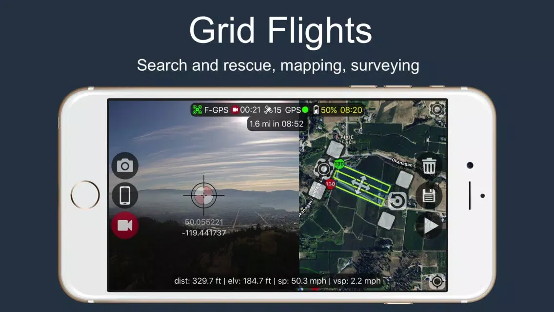 Ảnh chụp màn hình của Flight Plan For DJI P2 Vision+