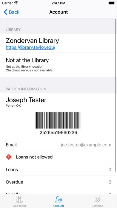 Taylor Library Self-Checkout Screenshots