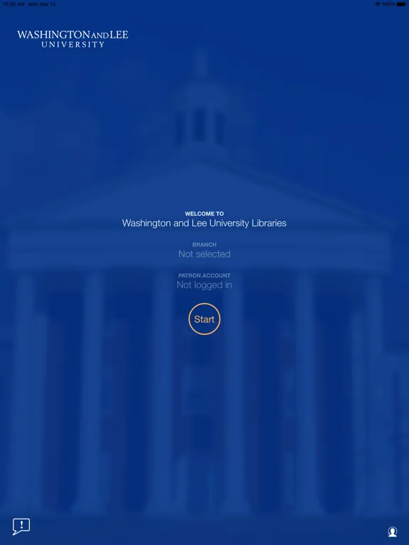 Capturas de tela do W&L University Libraries iPad 