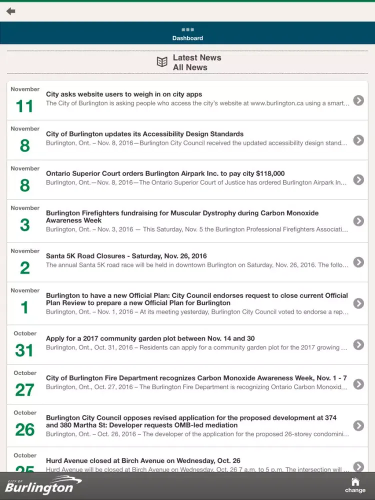 City of Burlington iPad  Ekran Görüntüleri