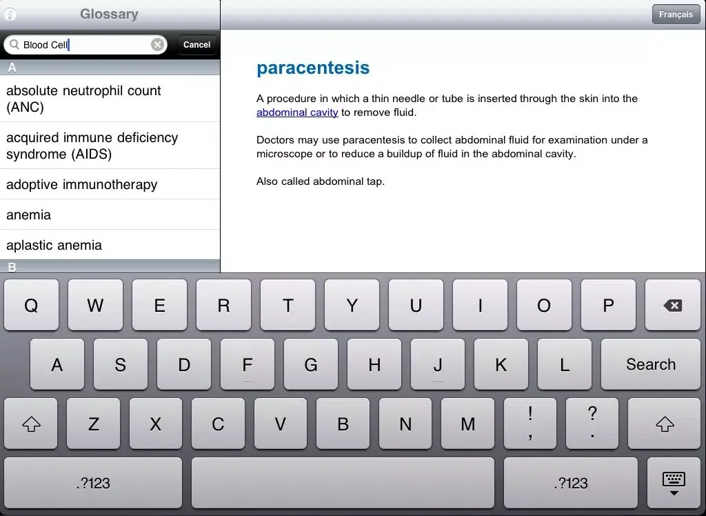 Canadian Cancer Glossary iPad  Screenshots