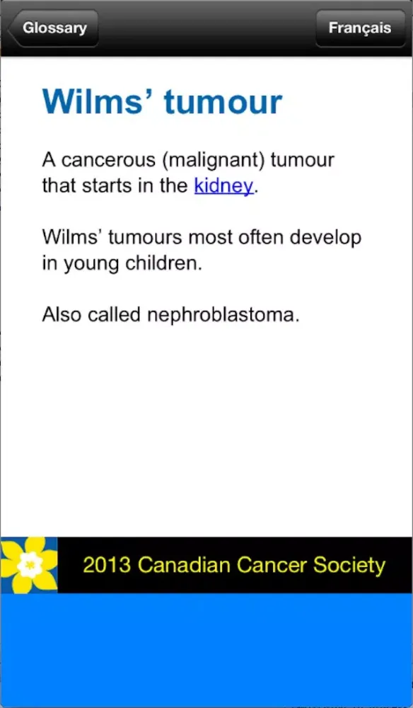 Canadian Cancer Glossary Screenshots