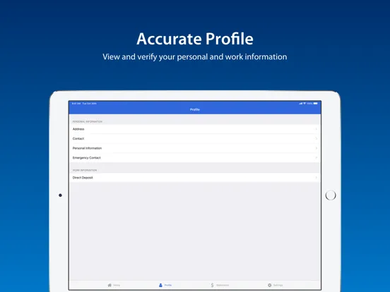 Capturas de tela do Dayforce Powerpay Self Service iPad 