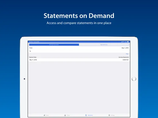 Capturas de tela do Dayforce Powerpay Self Service iPad 