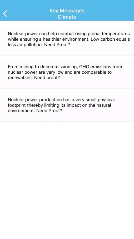 Capturas de tela do CNA - Key Messages