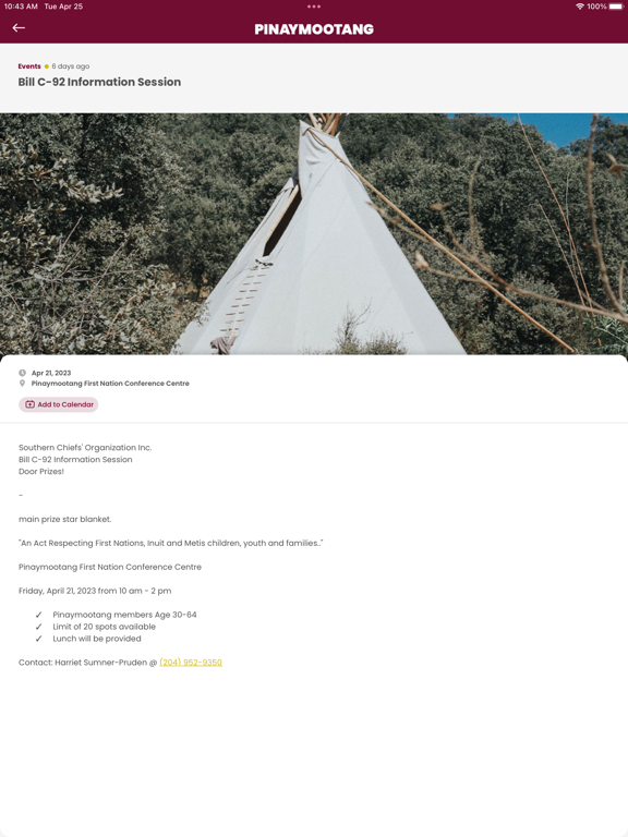 Pinaymootang First Nation iPad 应用截图