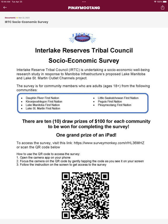 Pinaymootang First Nation iPad 应用截图