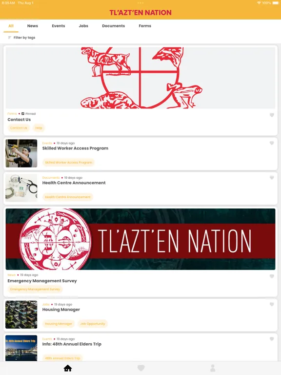 Ảnh chụp màn hình của Tl'azt'en Nation iPad 