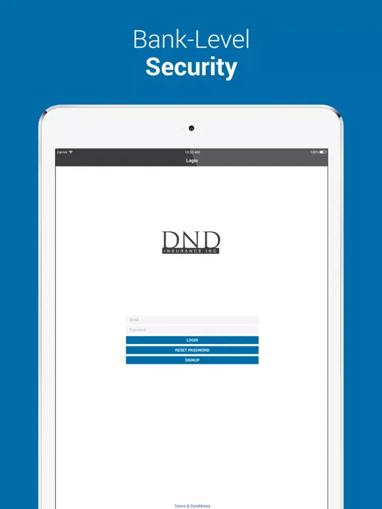 Ảnh chụp màn hình của DND Insurance iPad 