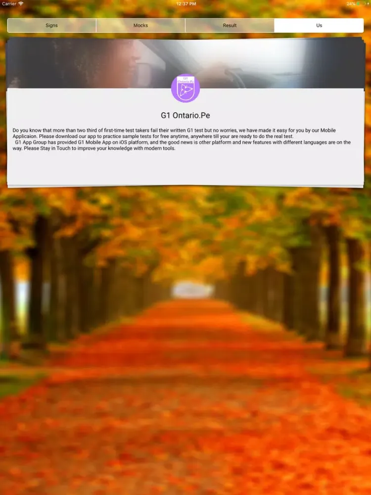 Tangkapan layar G1 App iPad 