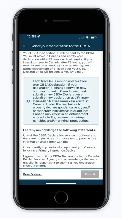 ArriveCAN स्क्रीनशॉट