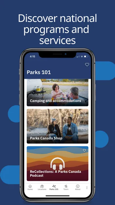 Capturas de tela do Parks Canada App