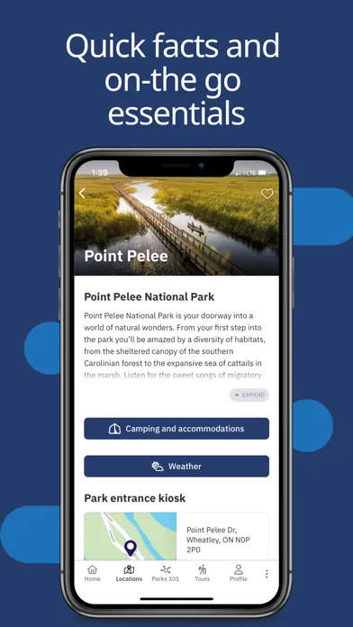 Capturas de tela do Parks Canada App