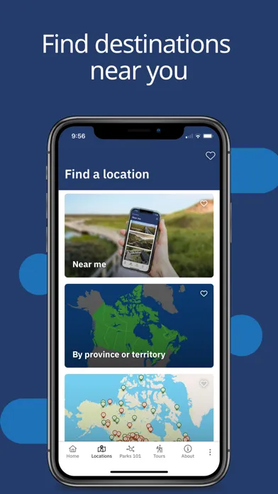 Capturas de tela do Parks Canada App