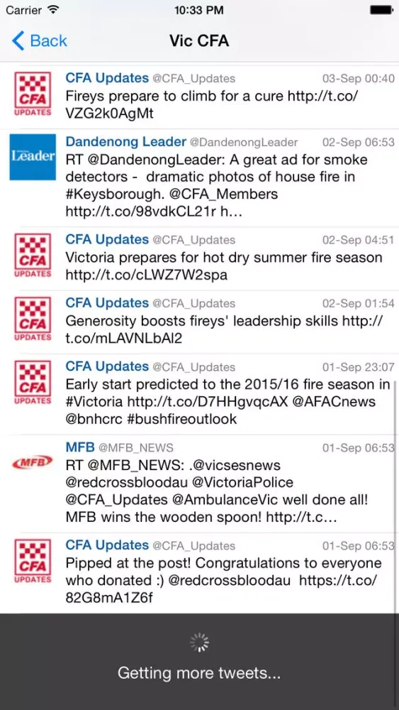 Capturas de pantalla de Fire Tweets Australia