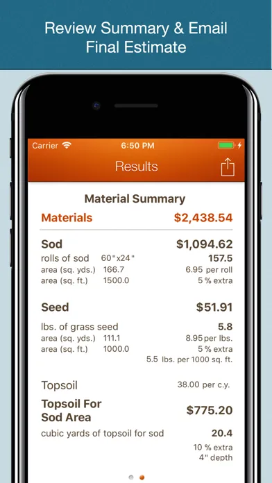 Tangkapan skrin Turf Pro Estimator