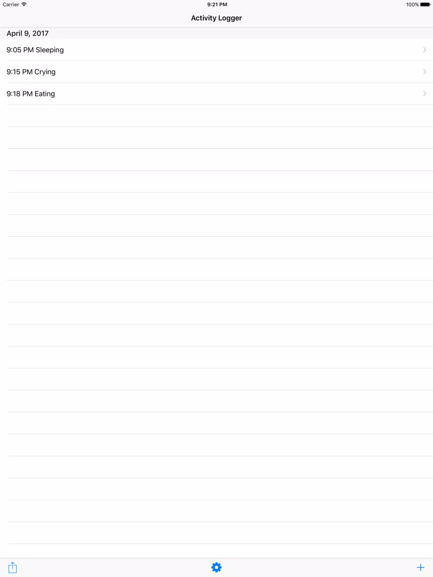 Baby Activity Logger iPad  スクリーンショット