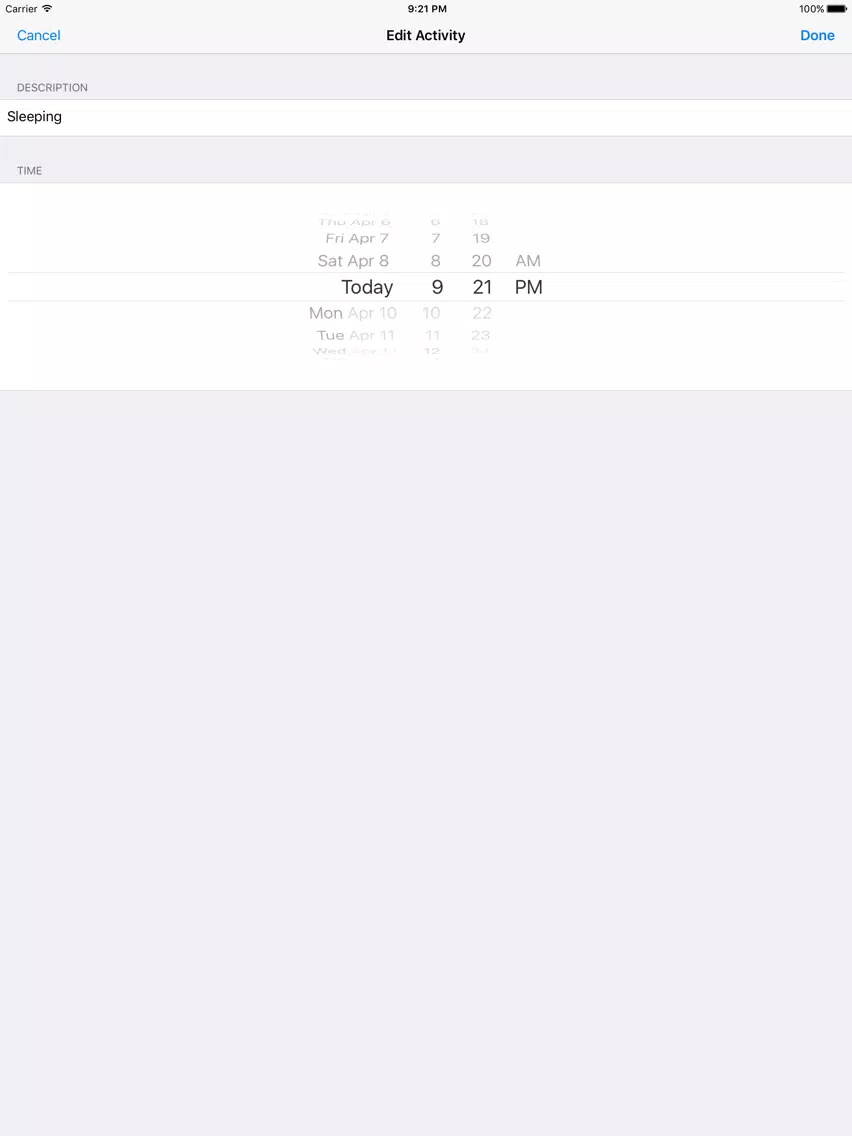 Baby Activity Logger iPad  スクリーンショット
