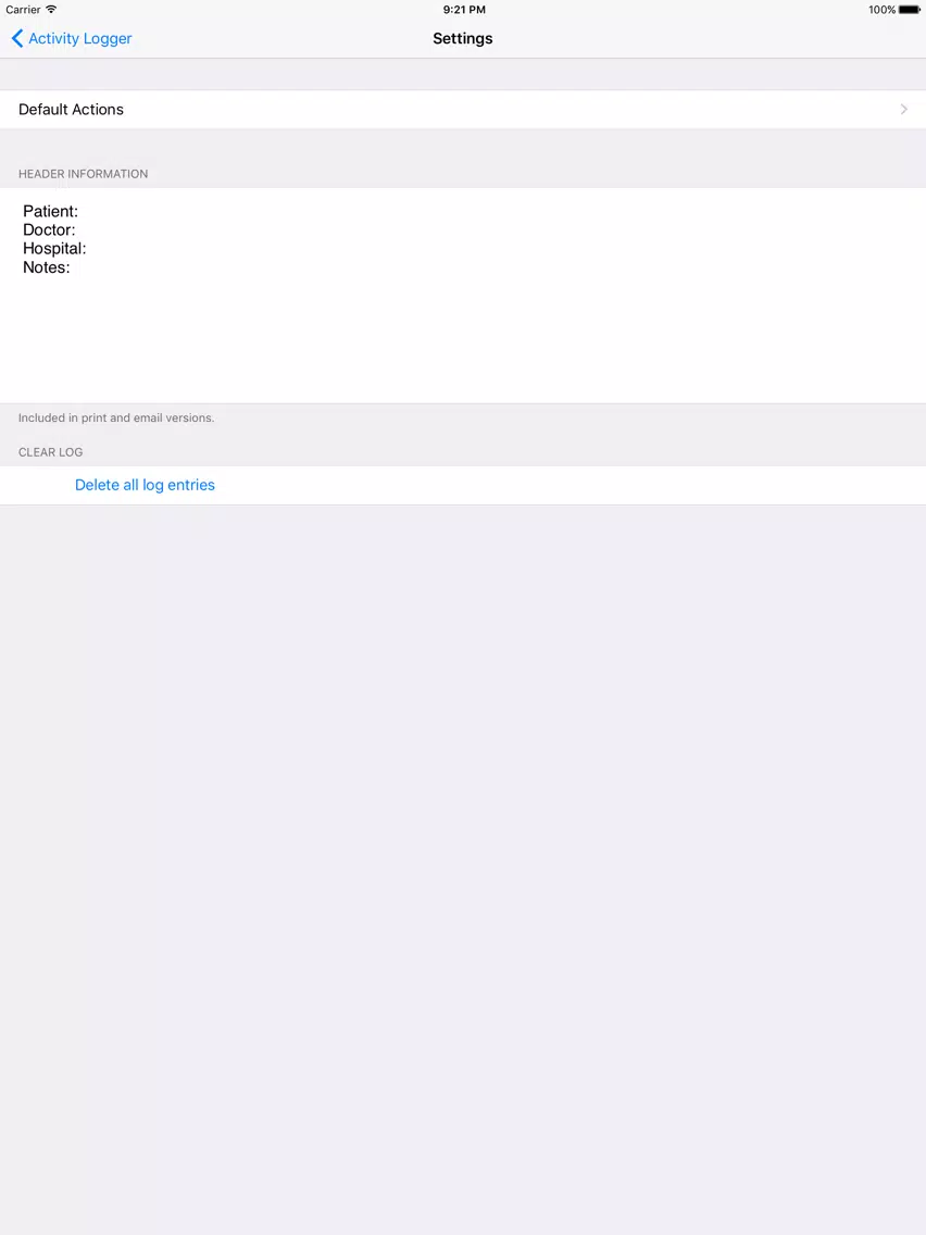 Baby Activity Logger iPad  スクリーンショット