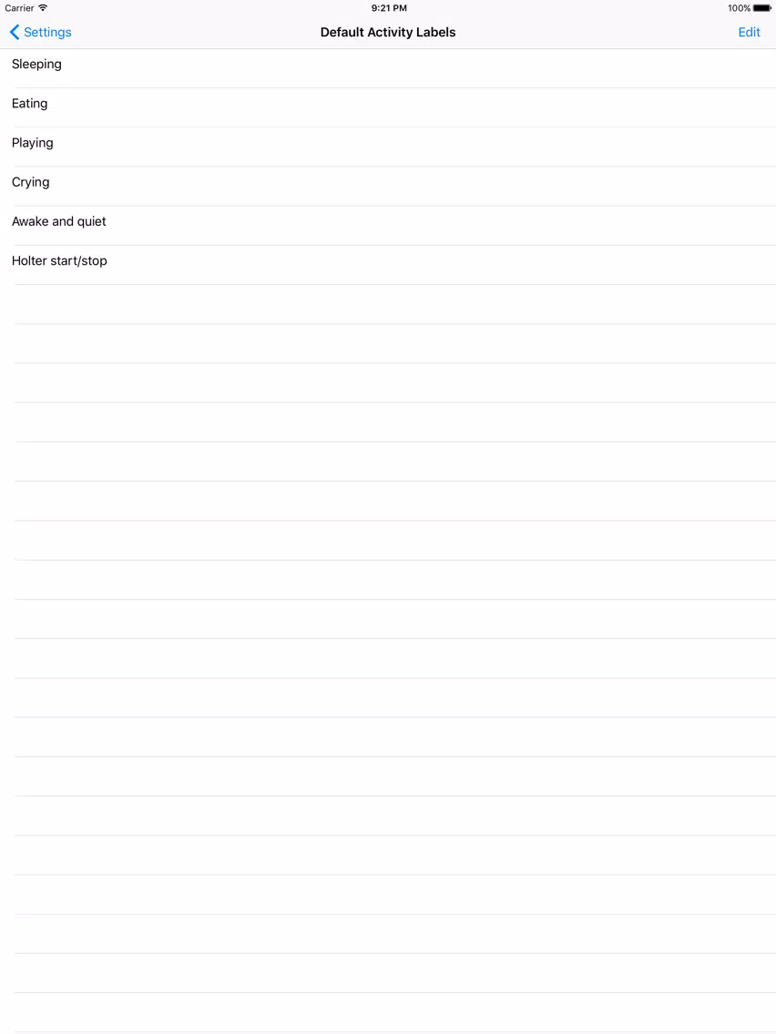 Baby Activity Logger iPad  スクリーンショット
