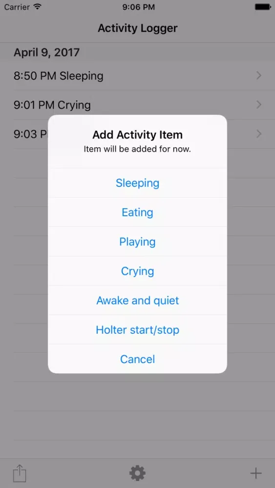 Скриншоты Baby Activity Logger